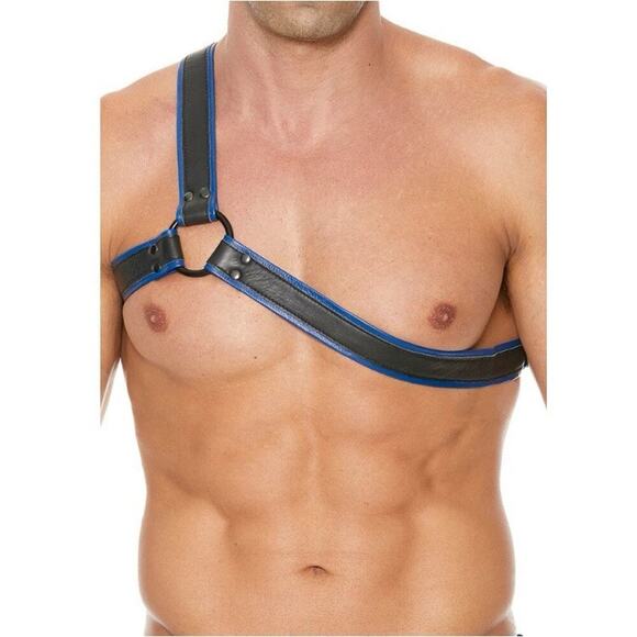 🦋B2G1🦋SHOTS-UOMO Genuine Leather Gladiator Y-Shaped Chest Harness ONE SIZE - Picture 1 of 8